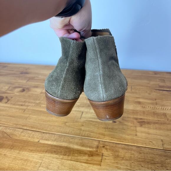 Jack Rogers Army Green Suede Leather Side Zip Ankle Booties Size 7 - Picture 8 of 8